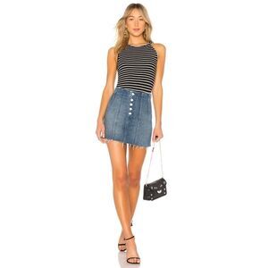 FRAME Knot Shoulder Tank Top In Noir Multi Black w